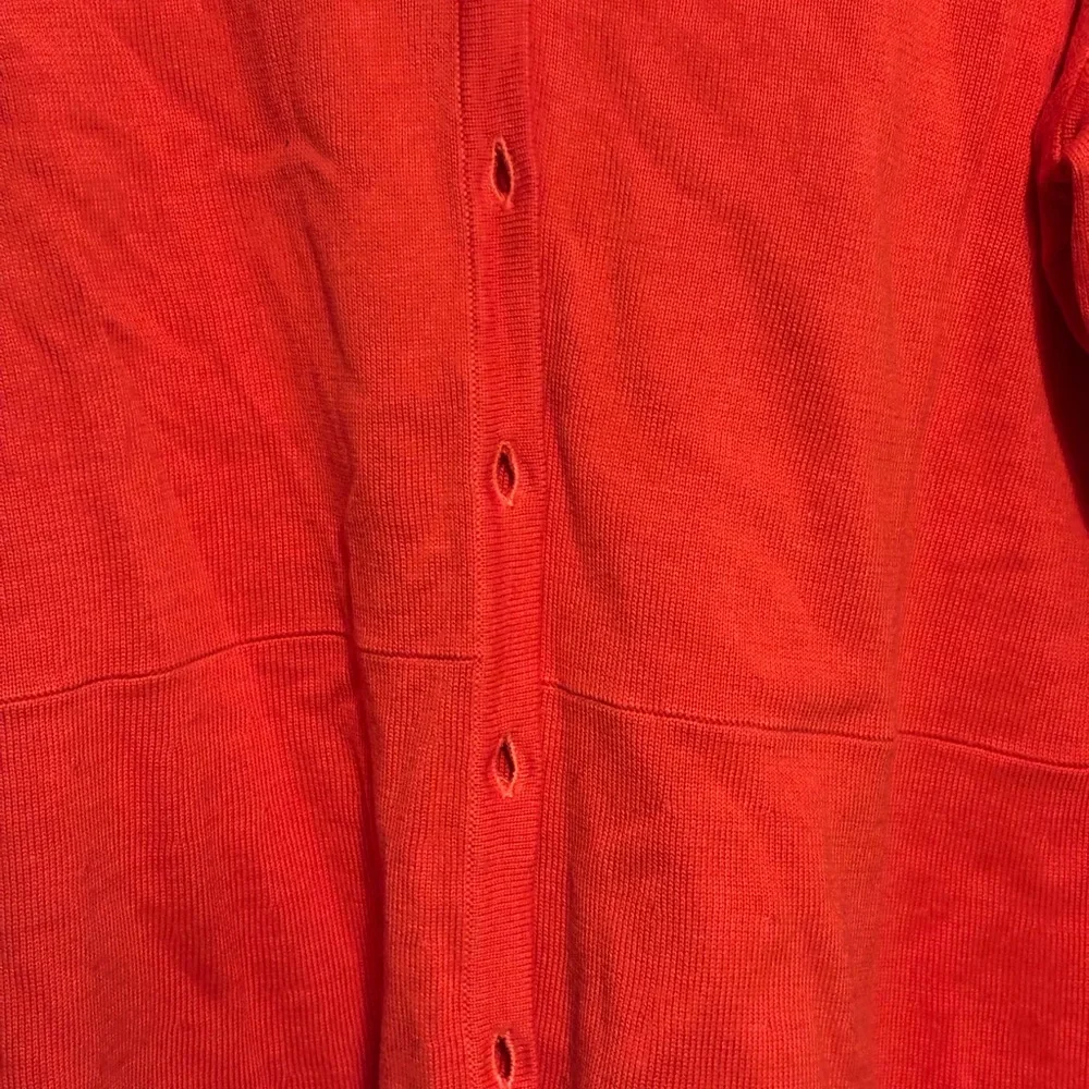 Isaac Mizrahi Live orange cotton blend 3/4 sleeve button cardigan tunic‎ Size L